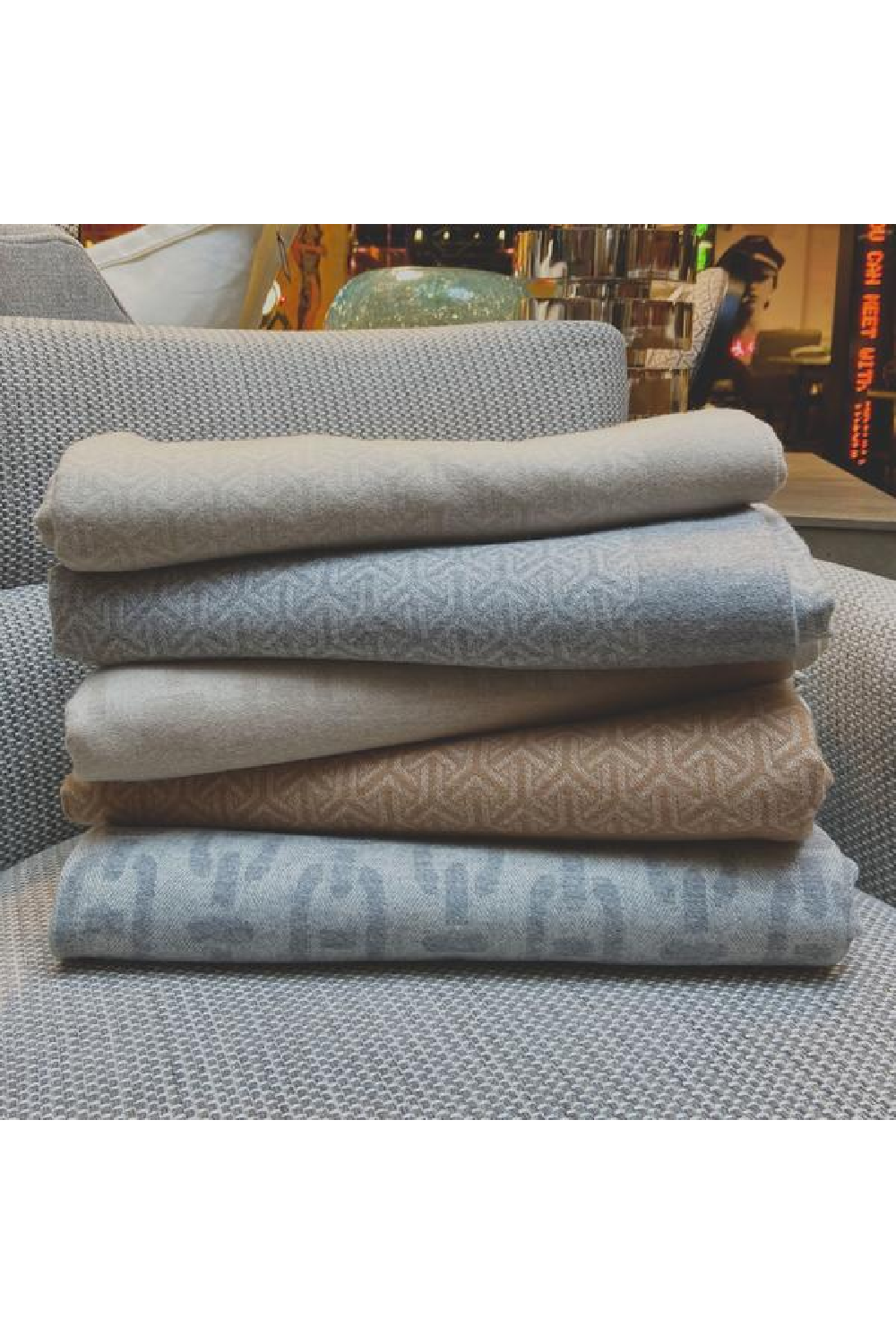 Nude Wool and Cashmere Geometric Throw | Andrew Martin Monte  | OROA