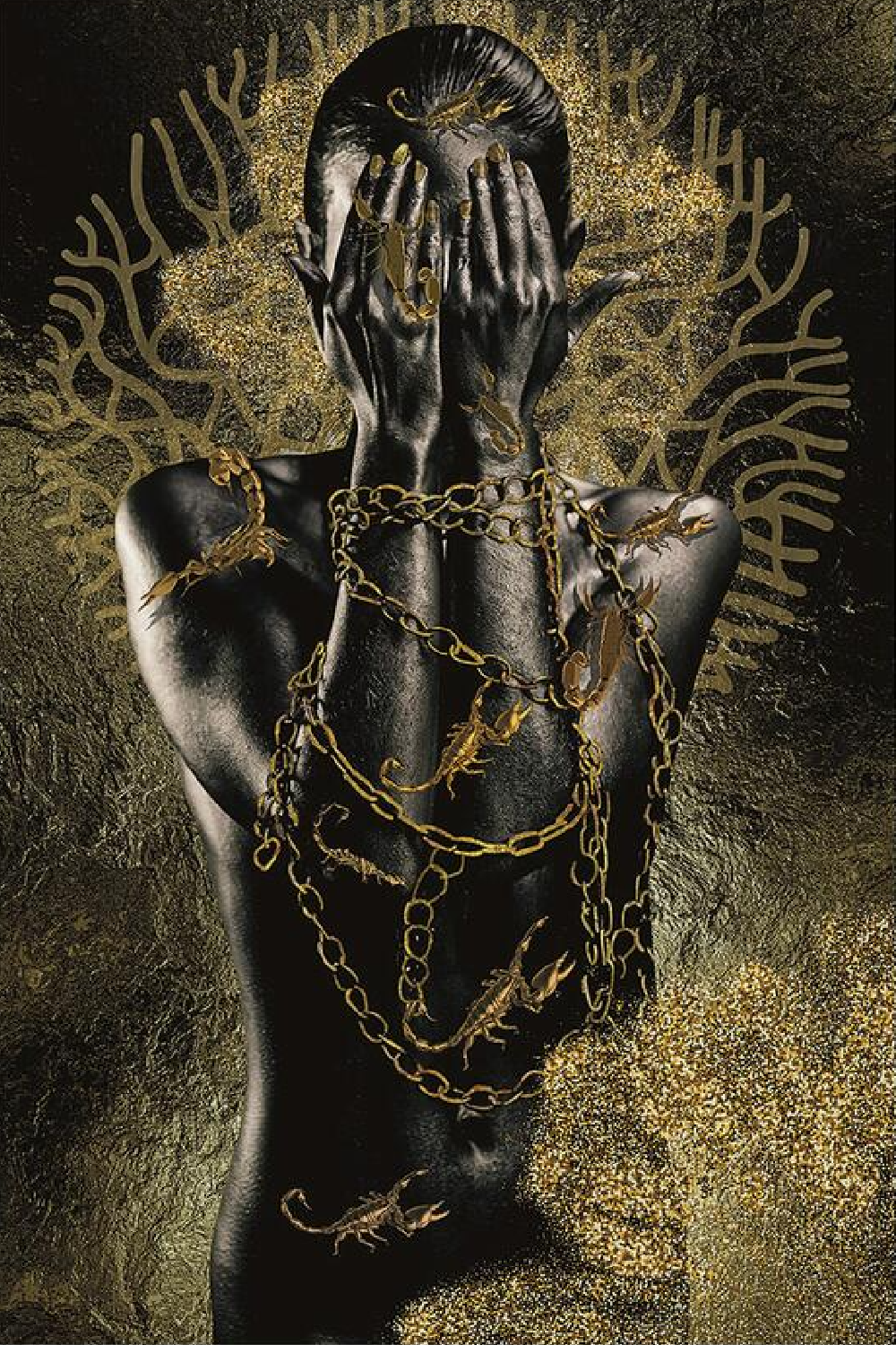 Chained Woman Photographic Artwork | Andrew Martin Golden Desire | OROA.com
