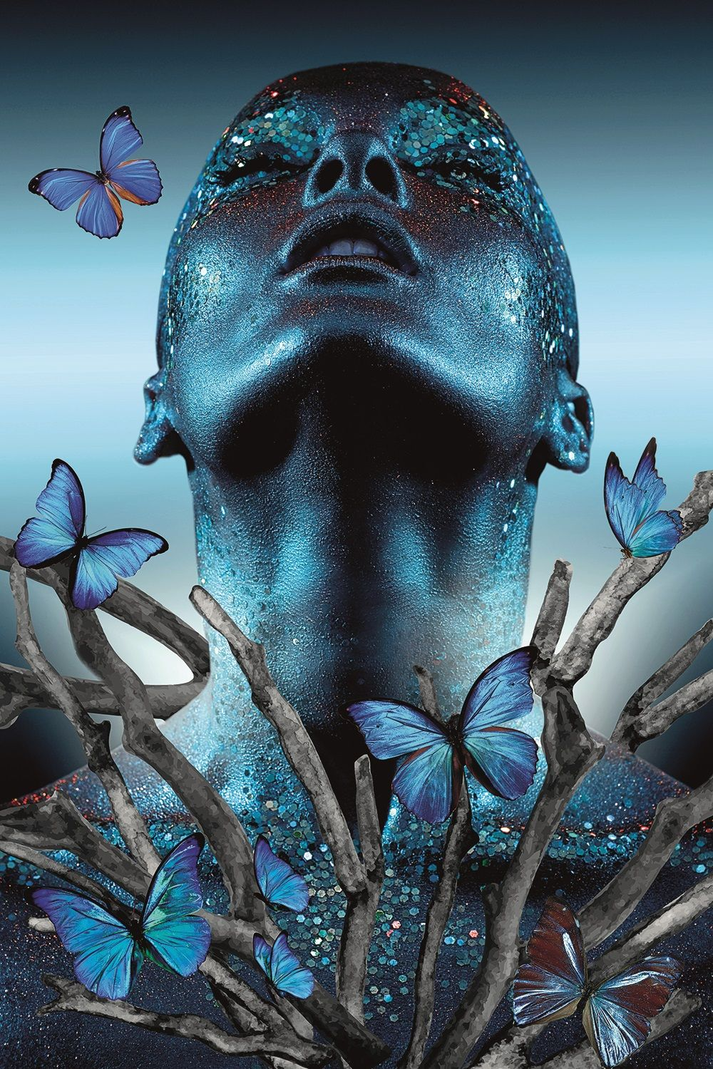 Blue Toned Photographic Artwork | Andrew Martin Mystique Lady | Oroa.com