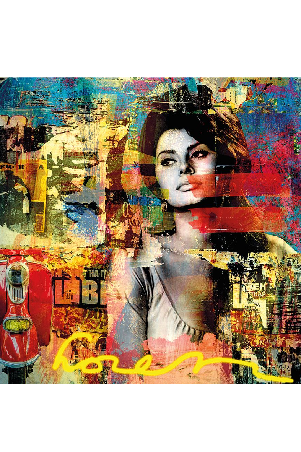 Movie Star Multicolored Photographic Art | Andrew Martin Sophia Loren | Oroa.com