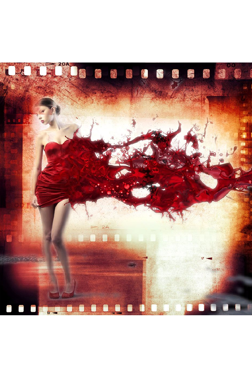 Female Photographic Artwork | Andrew Martin Liquid Red Dress | Oroa.com.