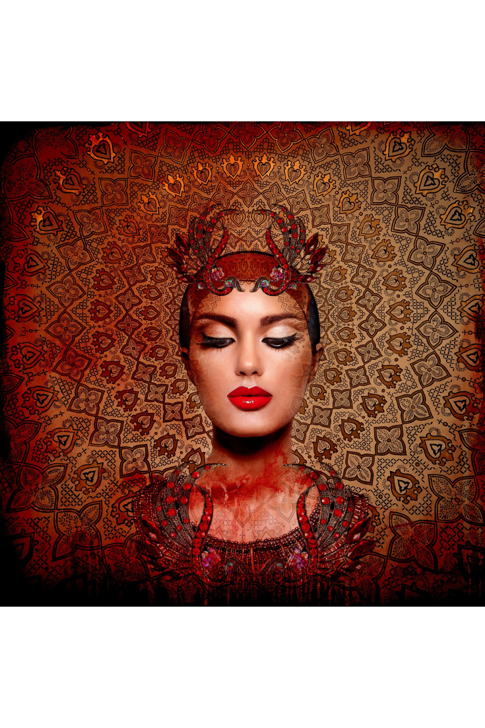 Lady In Red Photographic Artwork | Andrew Martin Sun Gaze | Oroa.com