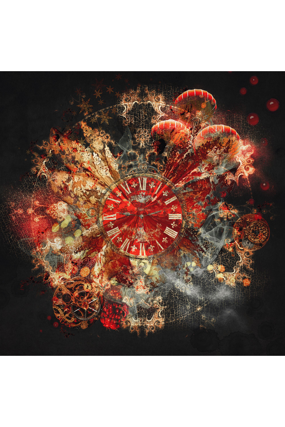 Red Clock Photographic Artwork | Andrew Martin Time Eruptionn | Oroa.com