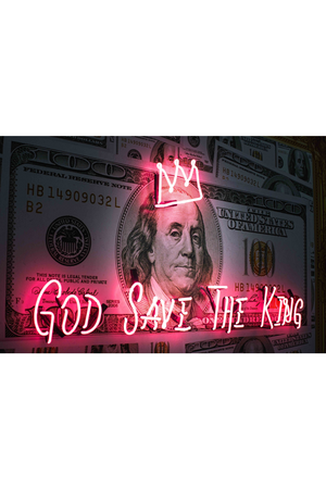 Hundred Dollar Neon Artwork | Andrew Martin God Save The King | Oroa.com