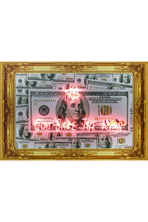Hundred Dollar Neon Artwork | Andrew Martin God Save The King | Oroa.com