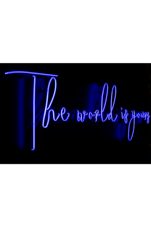 Framed Blue Neon Artwork | Andrew Martin World Is Yours | Oroa.com