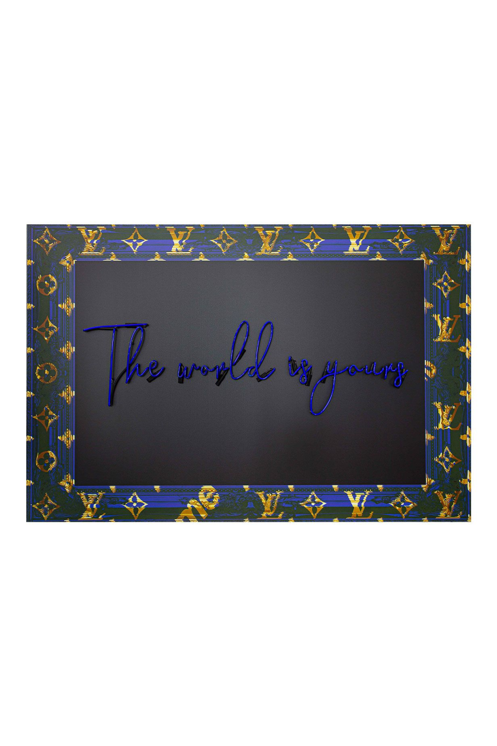 Framed Blue Neon Artwork | Andrew Martin World Is Yours | Oroa.com