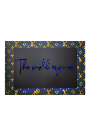 Framed Blue Neon Artwork | Andrew Martin World Is Yours | Oroa.com
