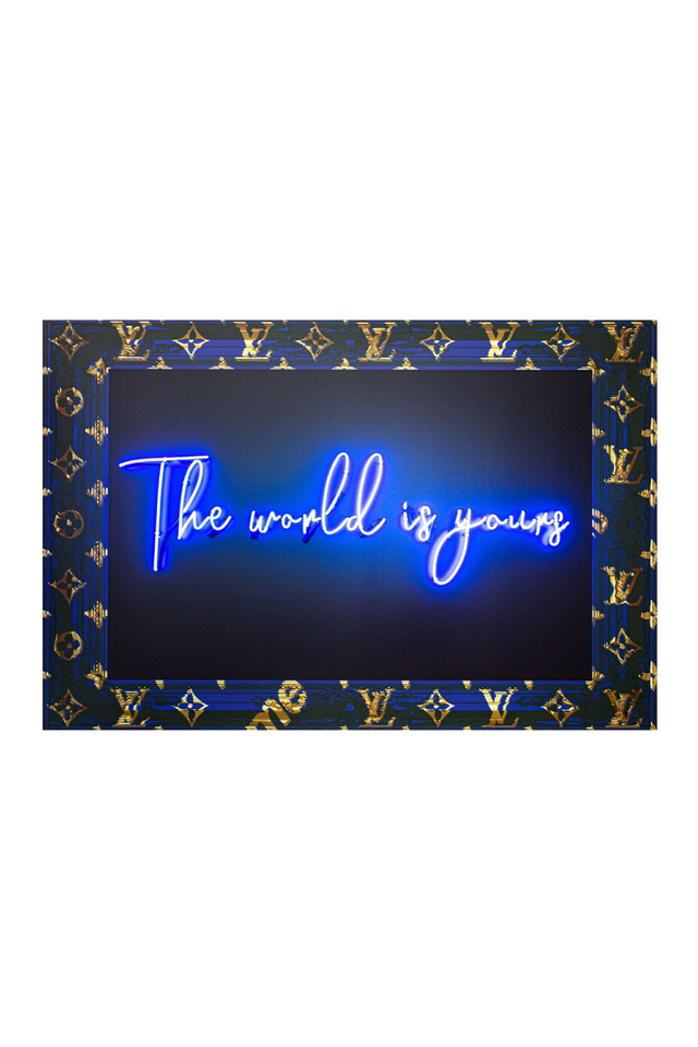 Framed Blue Neon Artwork | Andrew Martin World Is Yours | Oroa.com