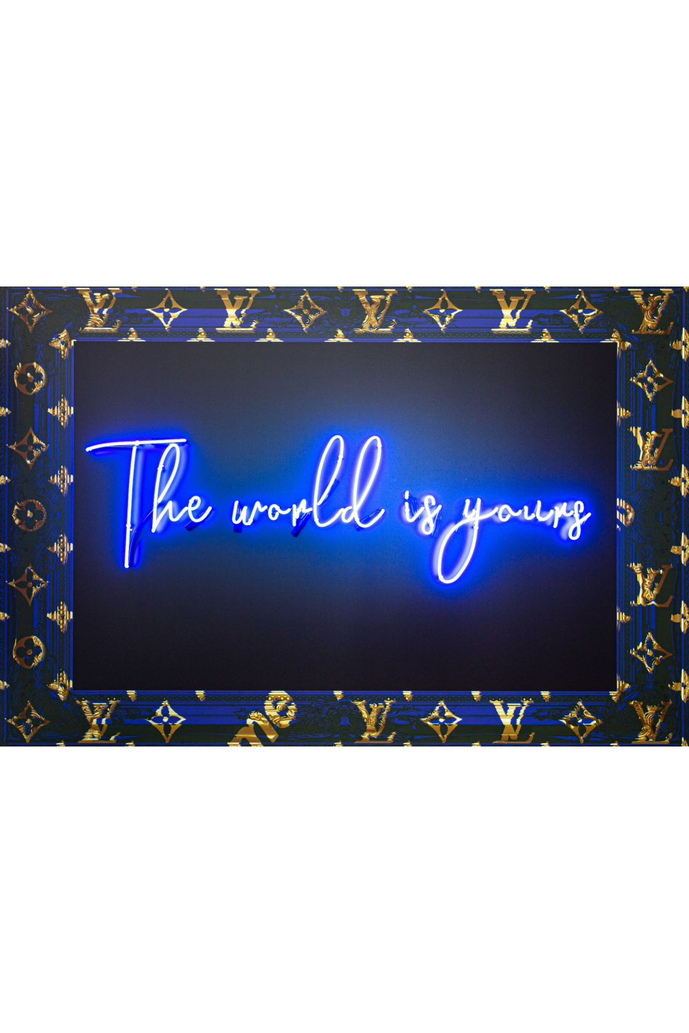 Framed Blue Neon Artwork | Andrew Martin World Is Yours | Oroa.com