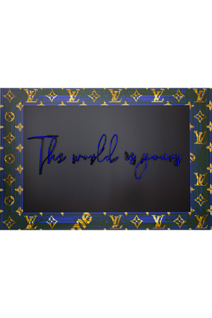 Framed Blue Neon Artwork | Andrew Martin World Is Yours | Oroa.com