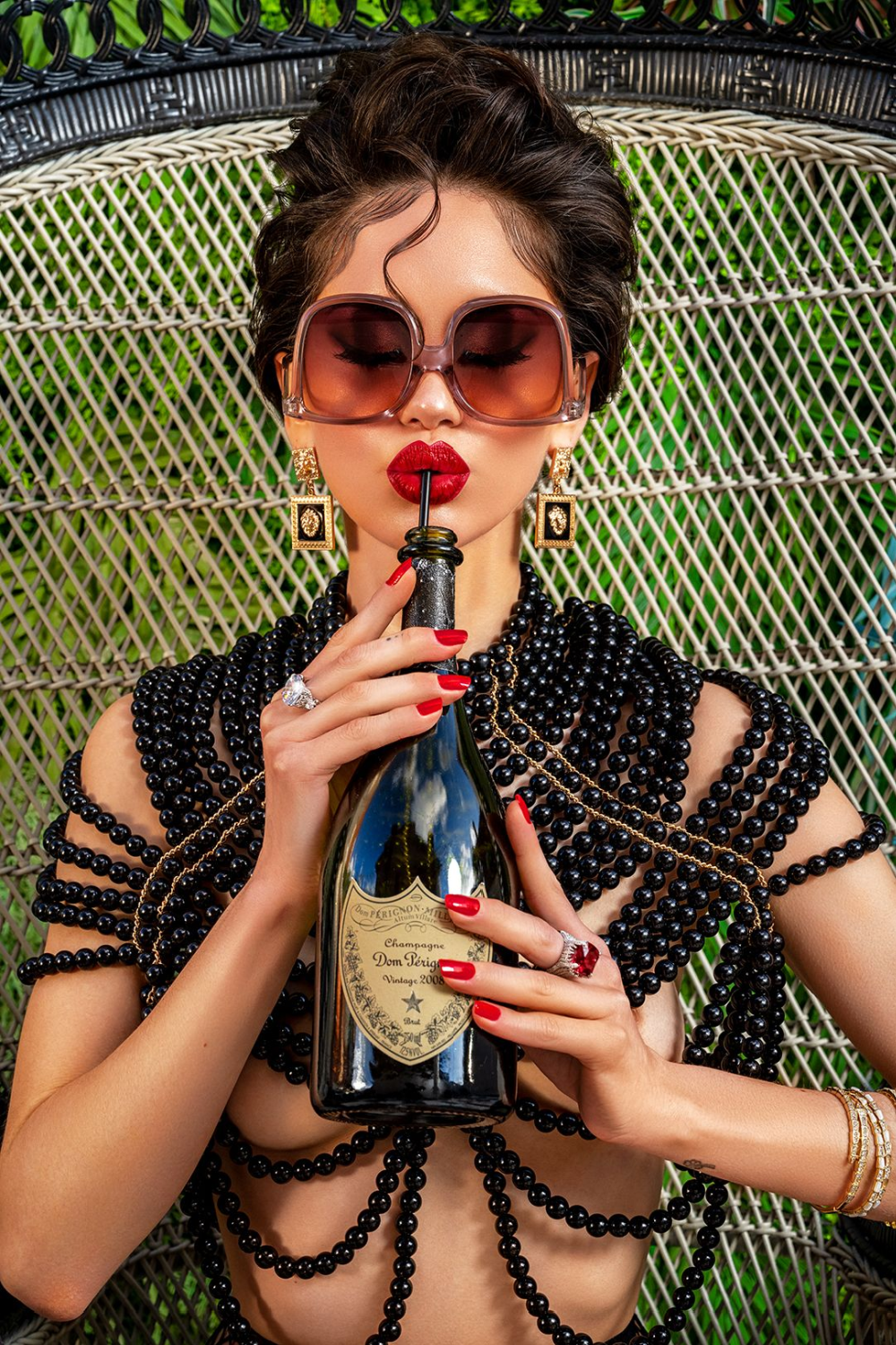 Woman Sipping Champagne Photographic Art | Andrew Martin Always Dom Per | Oroatrade.com