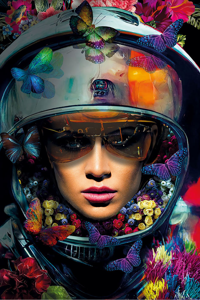 Modern Astronaut Photographic Artwork | Andrew Martin Flower Planet | Oroa.com