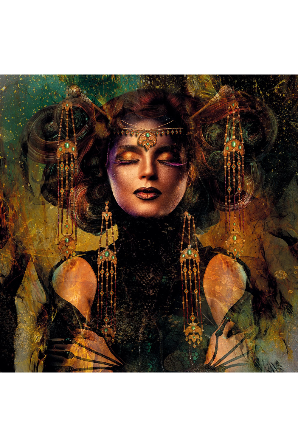 Woman With Headdress Photographic Art | Andrew Martin Thinking Of You | Oroa.com