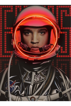 Retro Black Neon Artwork | Andrew Martin Space Man Elvis | Oroa.com