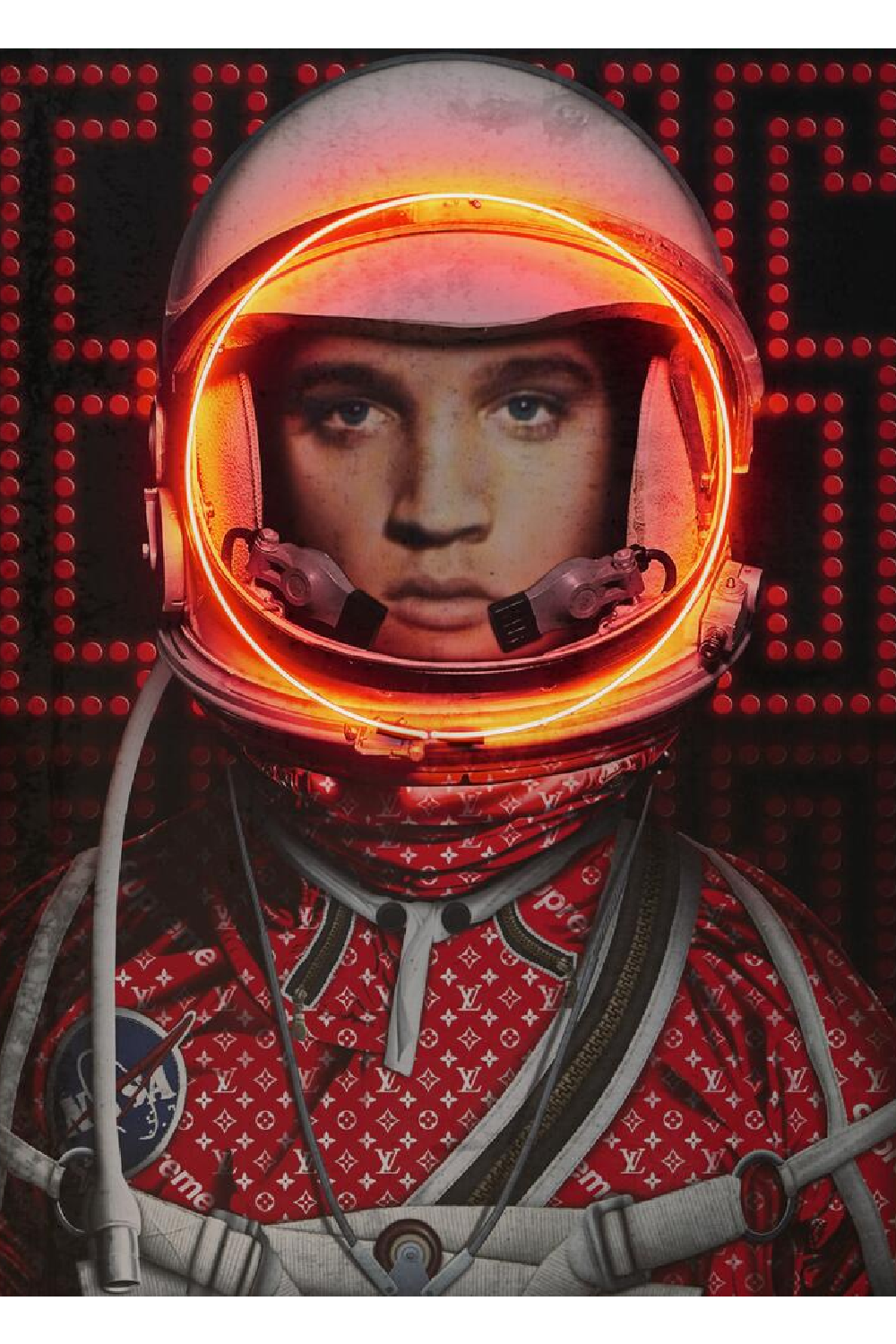 Retro Red Neon Artwork | Andrew Martin Space Man Elvis | Oroa.com