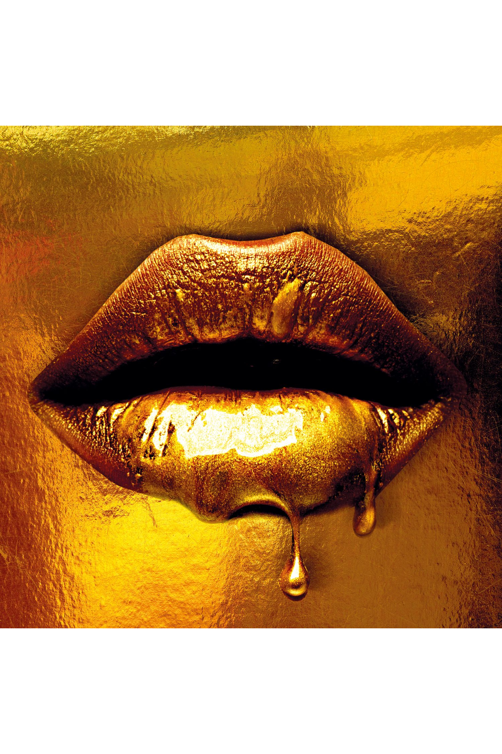 Metallic Lips Plexiglass Artwork | Andrew Martin Taste of Gold | Oroa.com
