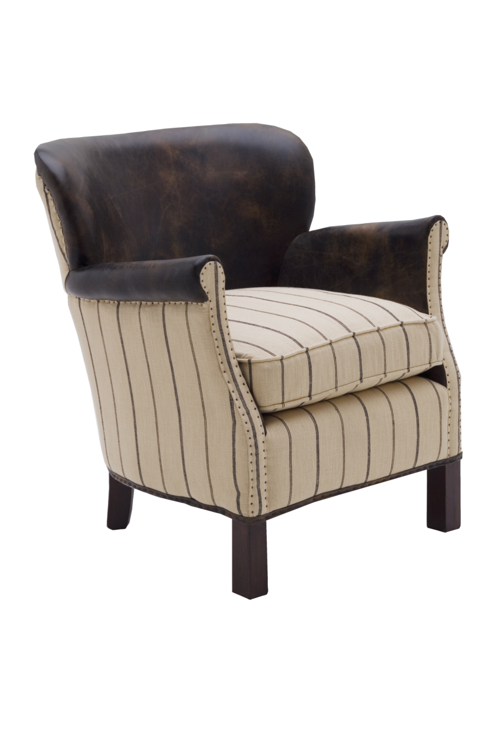 Brown Stripe Leather Armchair | Andrew Martin Harrow | OROA