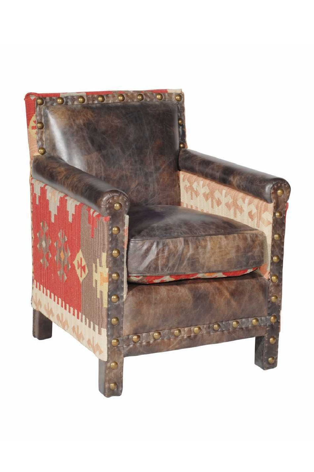 Brown Leather Kilim Chair | Andrew Martin Marlborough | OROA