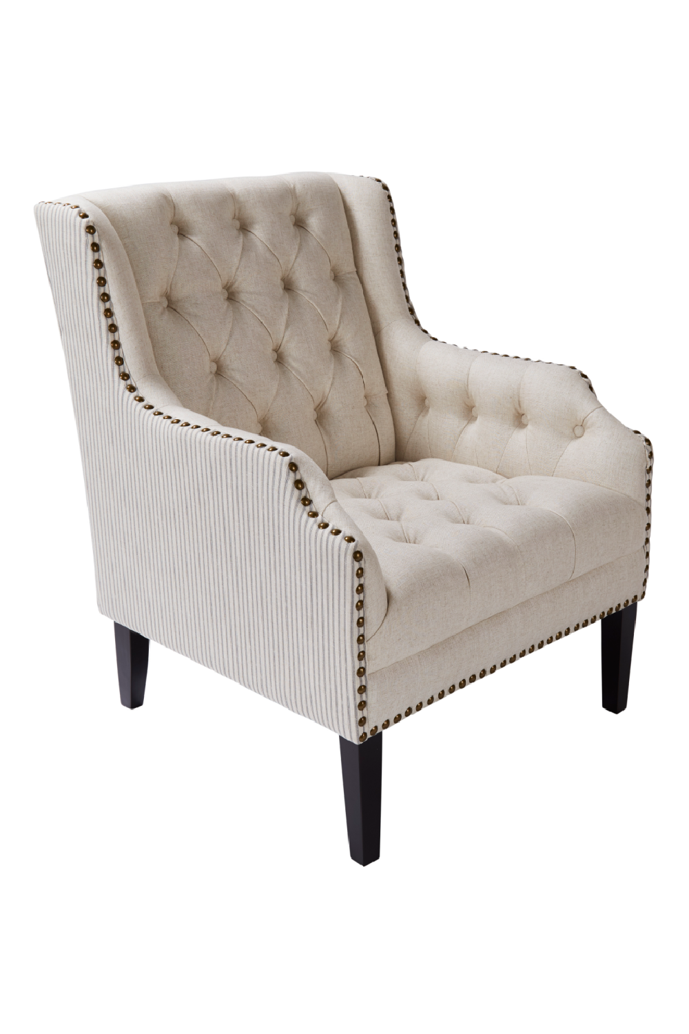 Cream Upholstered Chair with Brass Studs | Andrew Martin Bassett