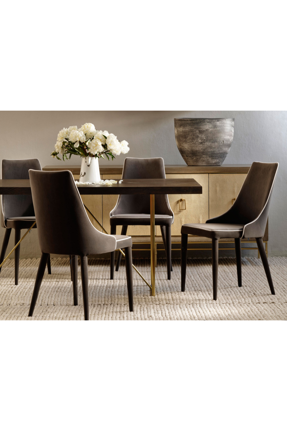 Charcoal Gray Velvet Armless Dining Chair | Andrew Martin Saber | OROA