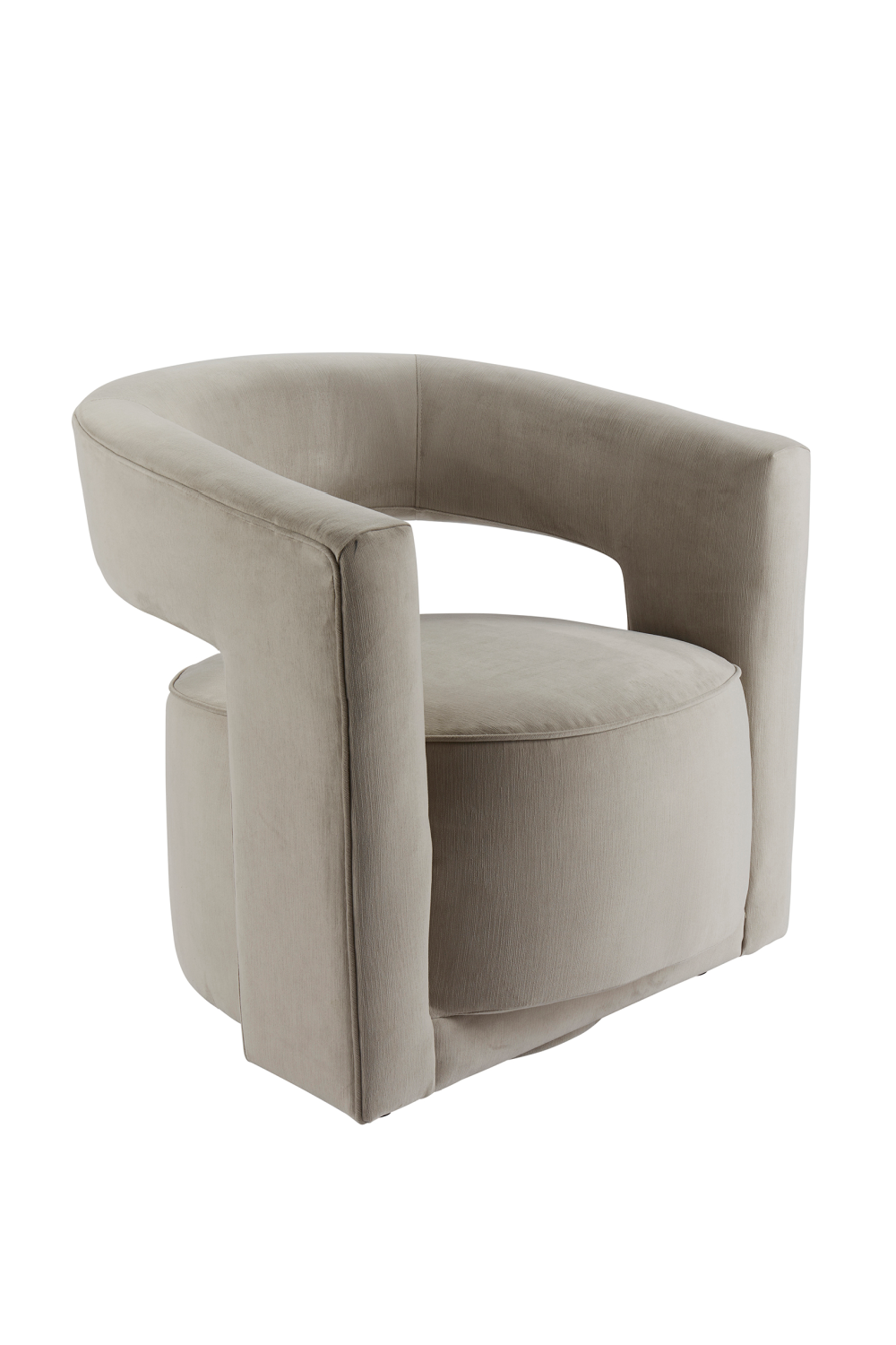 Gray Velvet Pouf Style Swivel Chair | Andrew Martin Madison | OROA