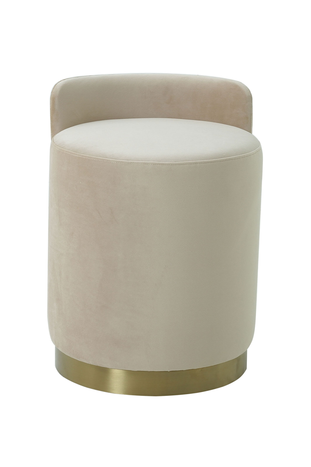 Round Taupe Velvet Upholstered Stool | Andrew Martin Otis | OROA
