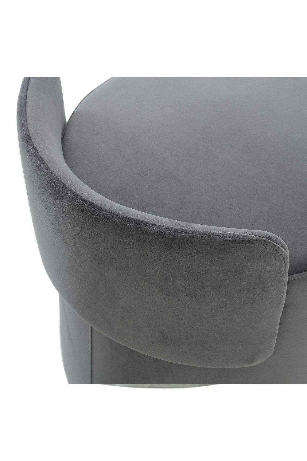 Round Gray Velvet Upholstered Stool | Andrew Martin Otis | OROA