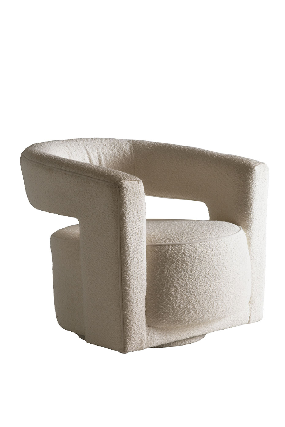 White Bouclé Sculptural Swivel Chair | Andrew Martin Madison | OROA