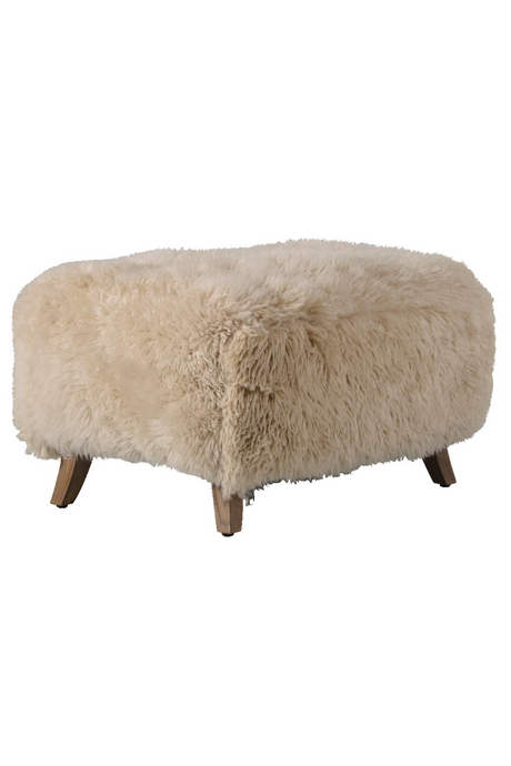 Long-Haired Sheepskin Footstool | Andrew Martin Cabana | Oroa.com