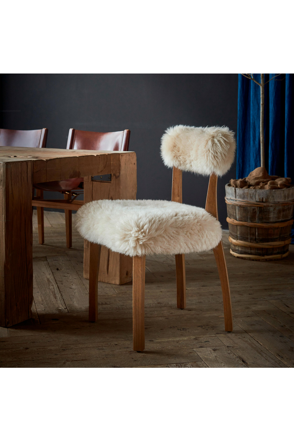 Cabin Dining Chair  Sheepskin Oak Chair