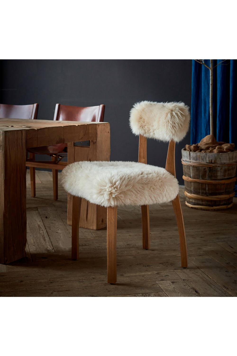 Sheepskin Upholstered Dining Chair | Andrew Martin Cabin | Oroa.com