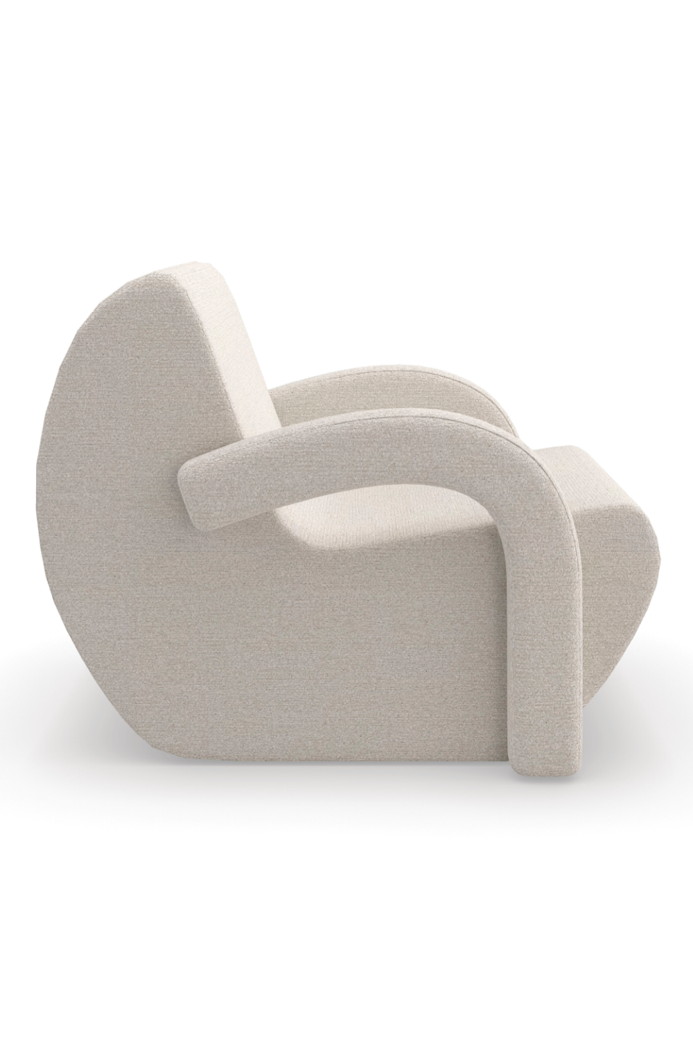White Bouclé Arched Accent Chair | Andrew Martin Leo | Oroa.com
