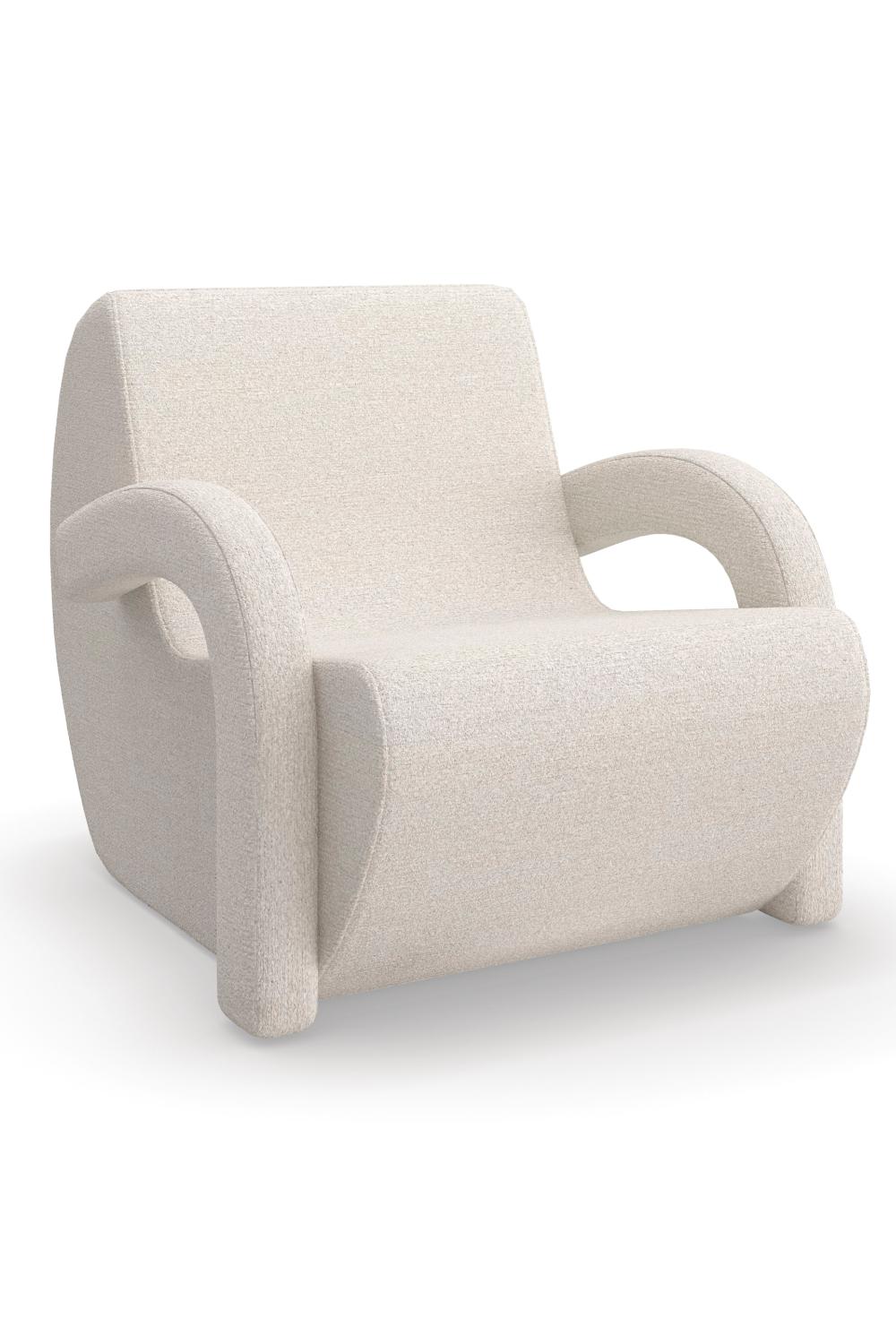White Bouclé Arched Accent Chair | Andrew Martin Leo | Oroa.com
