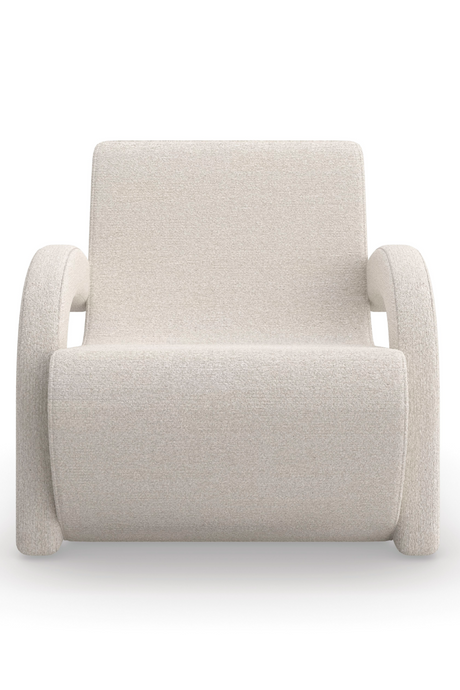 White Bouclé Arched Accent Chair | Andrew Martin Leo | Oroa.com