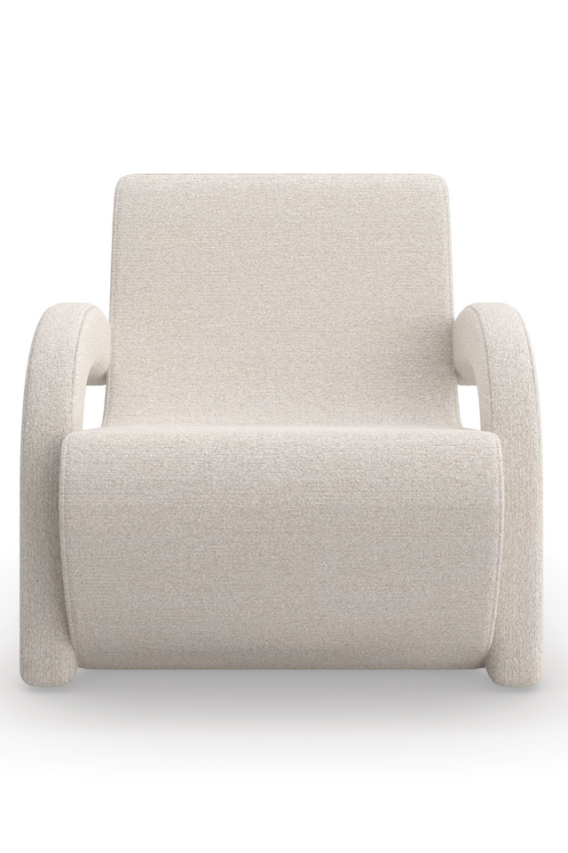 White Bouclé Arched Accent Chair | Andrew Martin Leo | Oroa.com