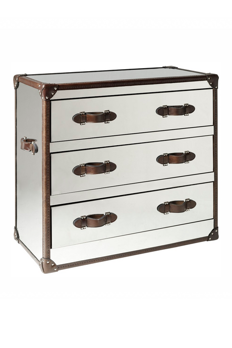White Mirrored Steel Chest of Drawers | Andrew Martin Howard | OROA