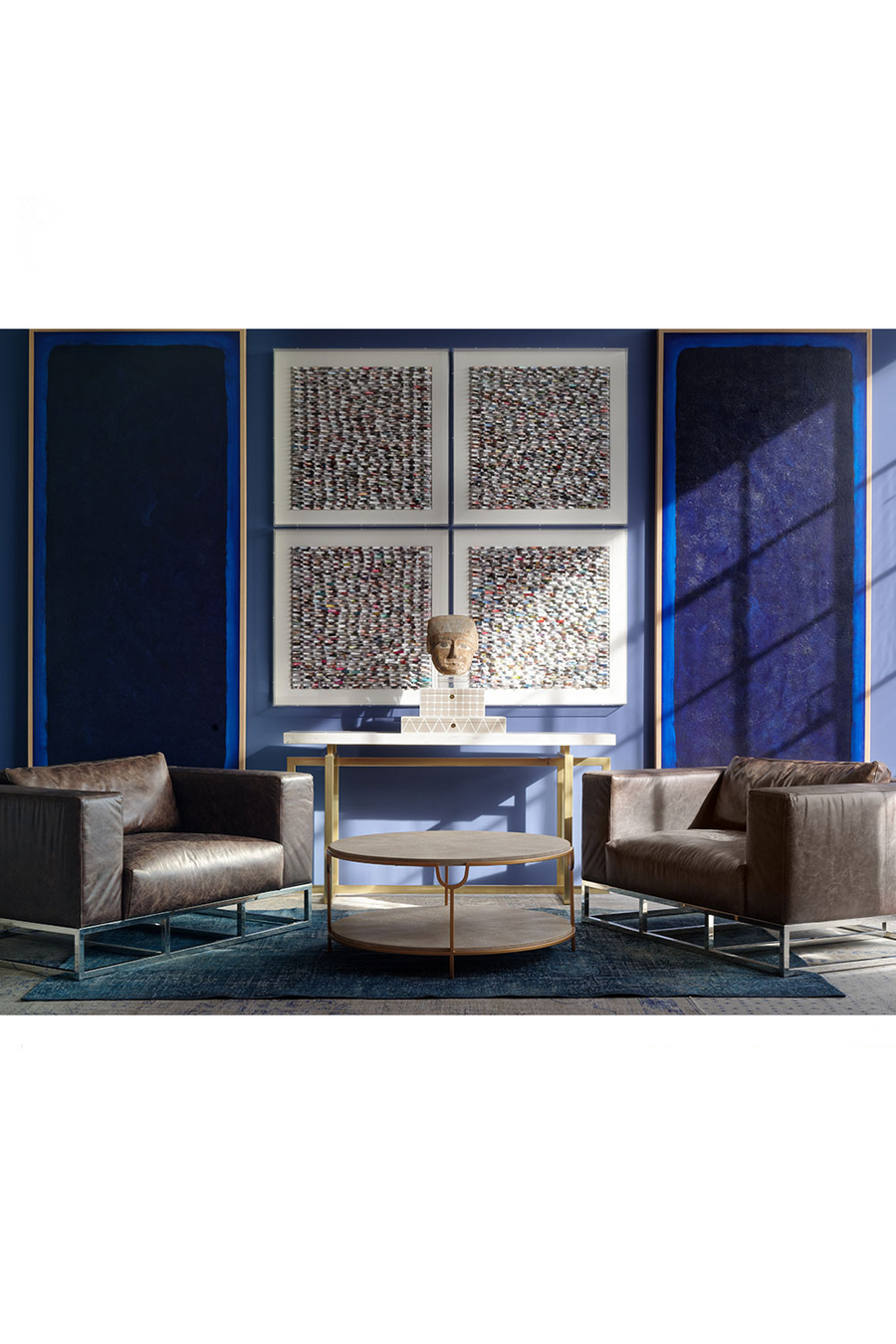 Cream Shagreen with Undershelf Coffee Table Andrew Martin OROA