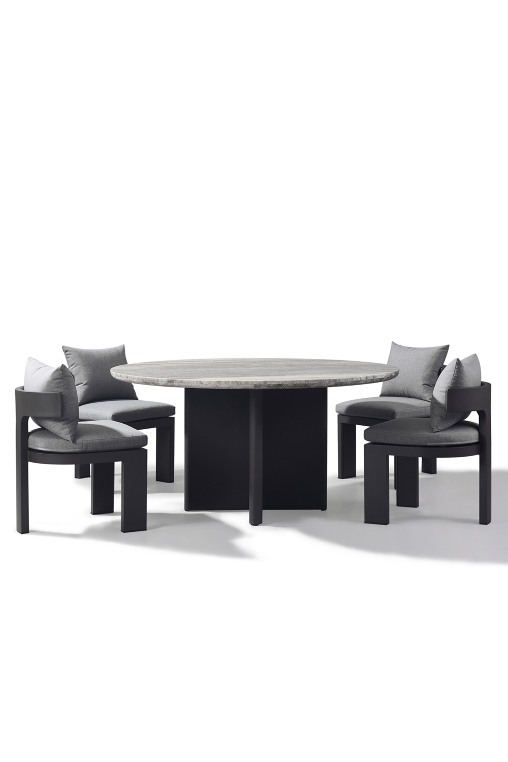 Round Travertine Outdoor Dining Table | Andrew Martin Caicos | OROA