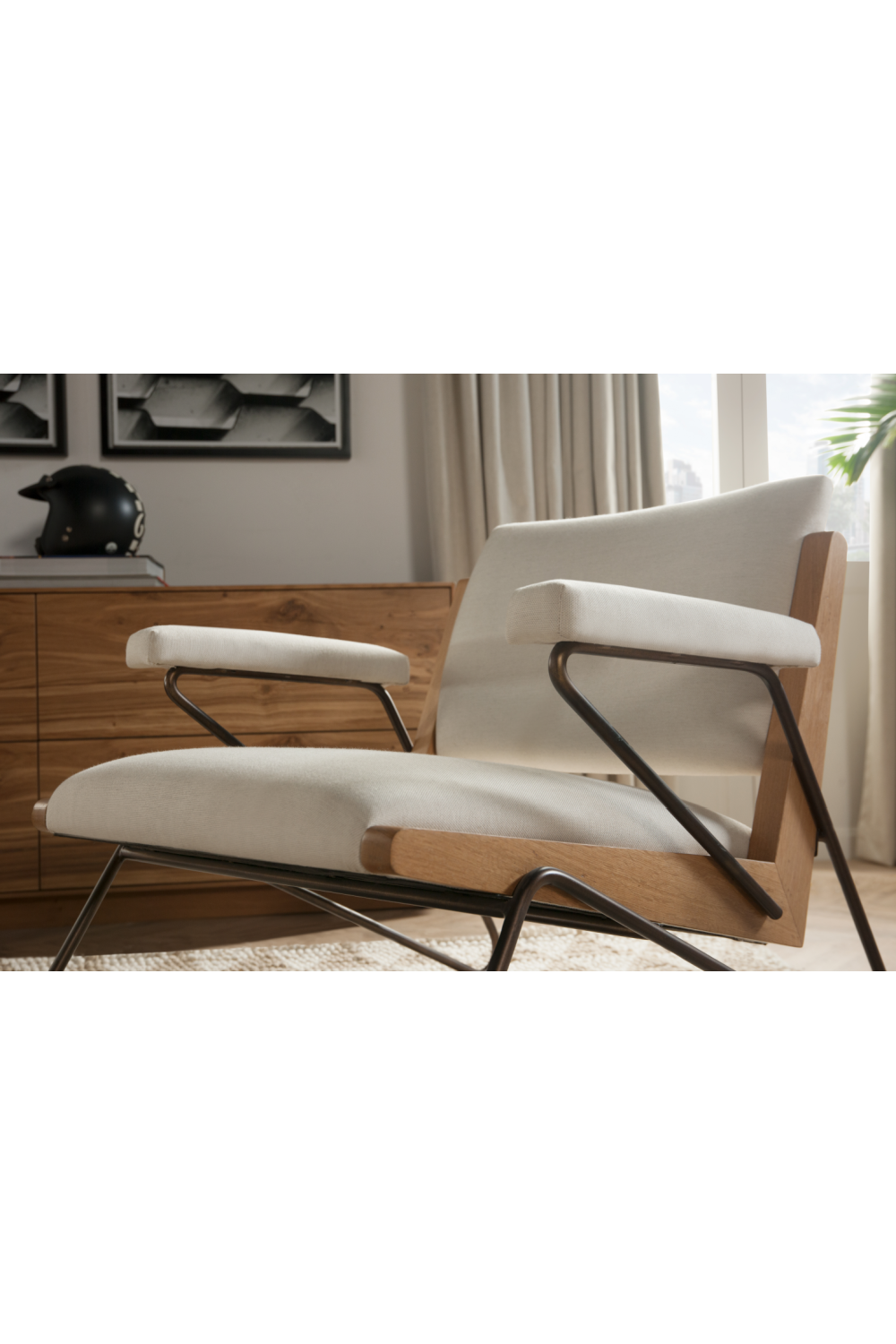 Oak Framed Beige Lounge Chair | Andrew Martin Marianne | OROA