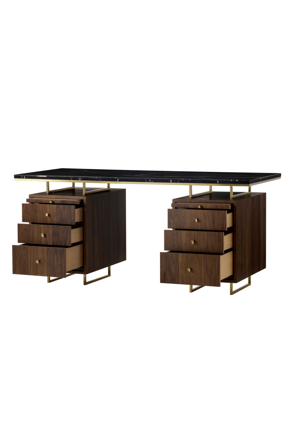 Black Marble Top Wooden Desk L | Andrew Martin Chester | OROA