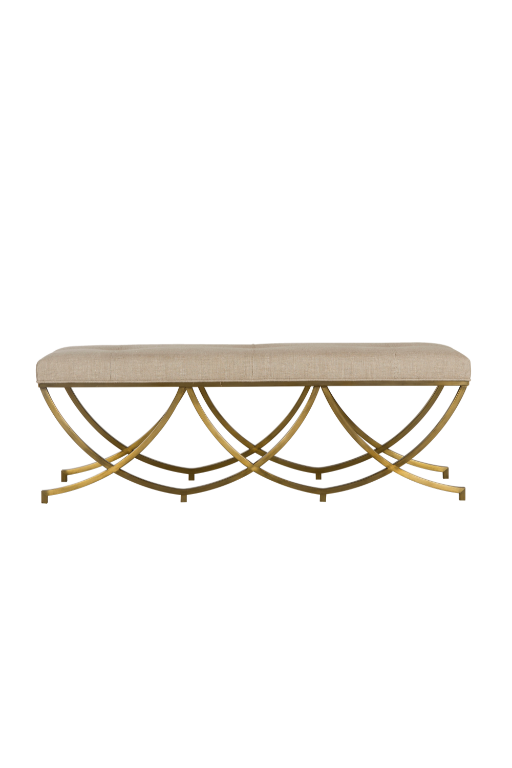 Satin Brass Textured Linen Bench | Andrew Martin Olivia | OROA