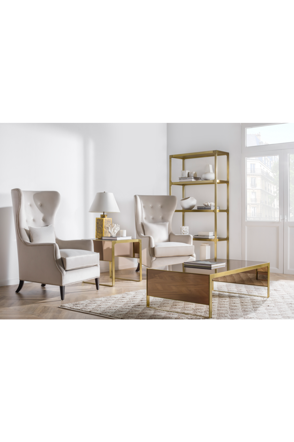 Beige Upholstery Tufted Accent Chair | Andrew Martin Justin | OROA.com