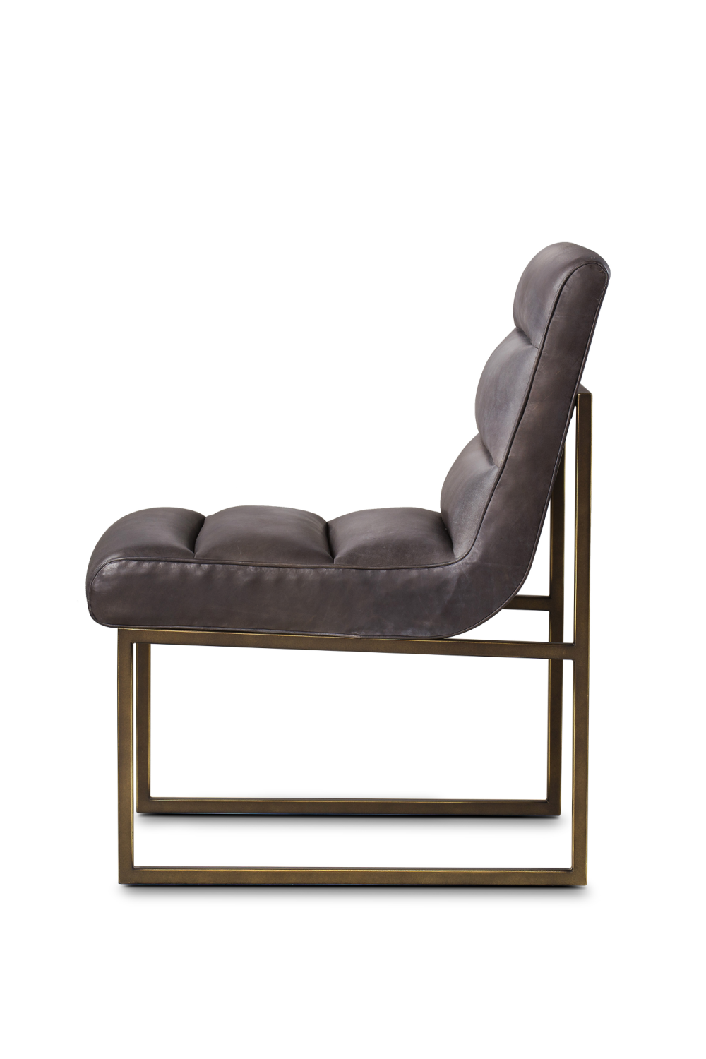 Brown Leather Ribbed Side Chair | Andrew Martin Noah | OROA