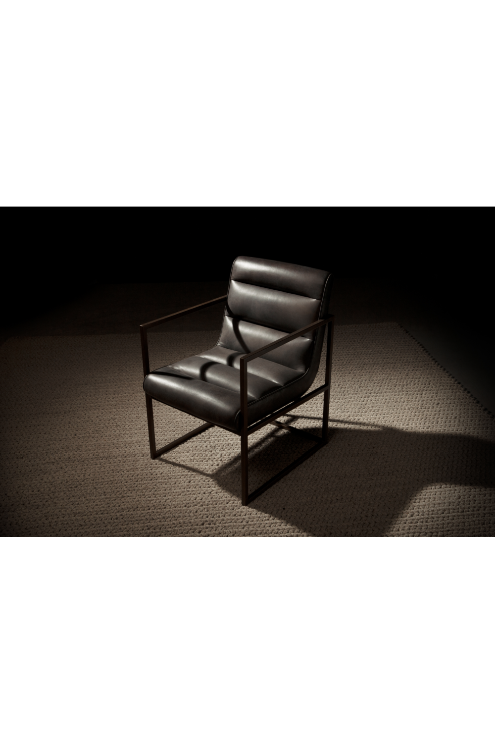 Brown Leather Ribbed Armchair | Andrew Martin Noah | OROA