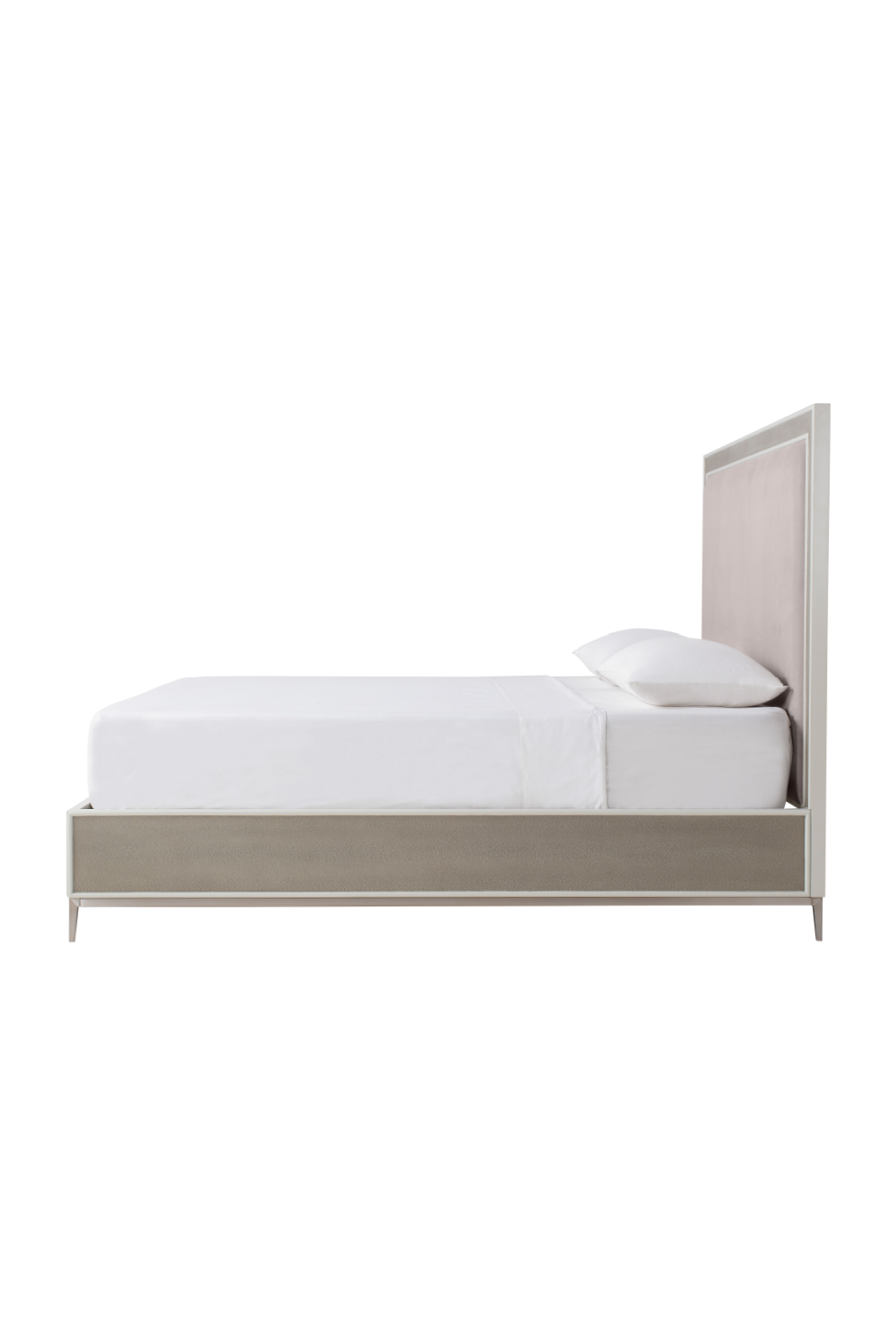 Gray And Bronze Shagreen Queen Bed | Andrew Martin Alice | OROA