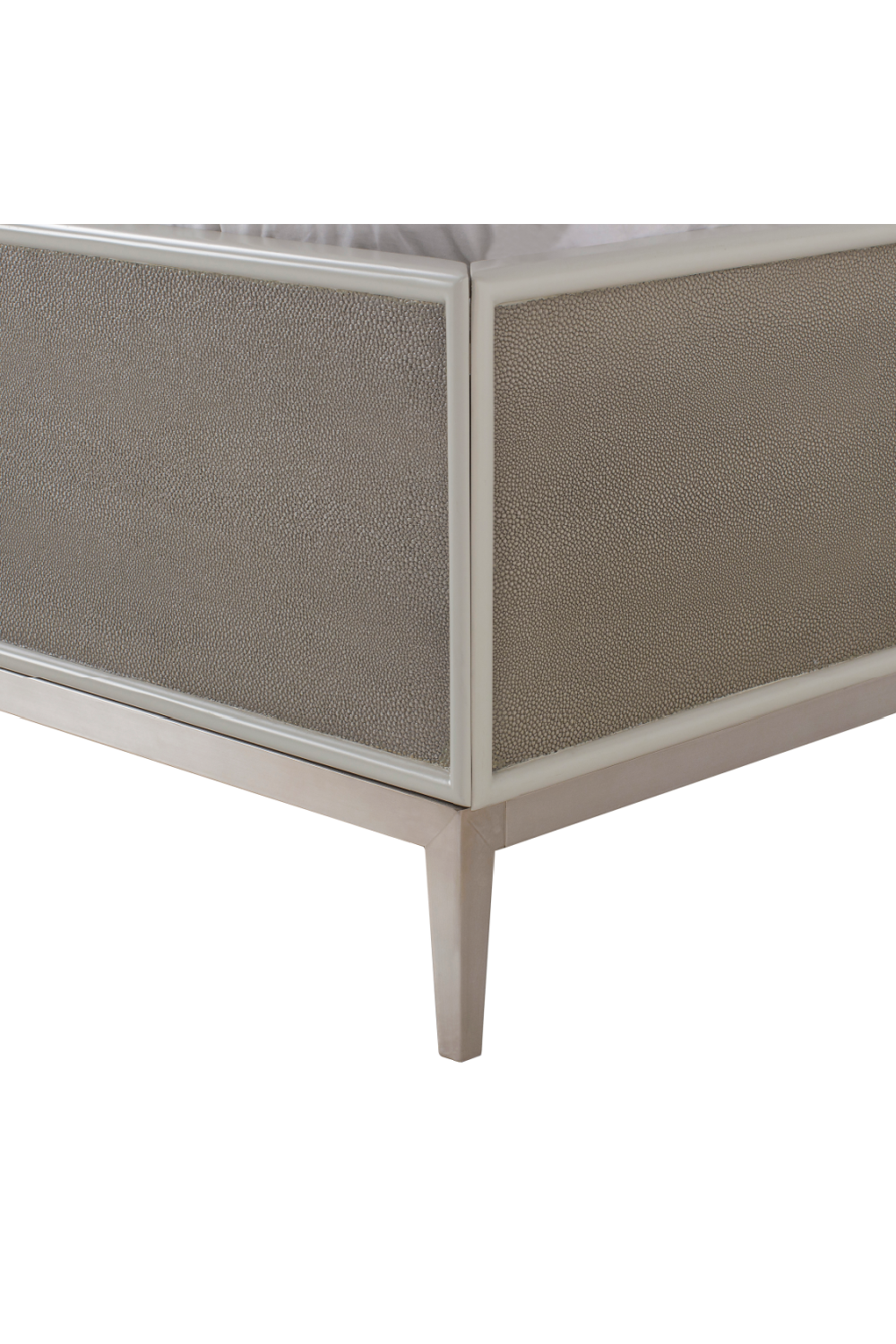 Gray And Bronze Shagreen Queen Bed | Andrew Martin Alice | OROA