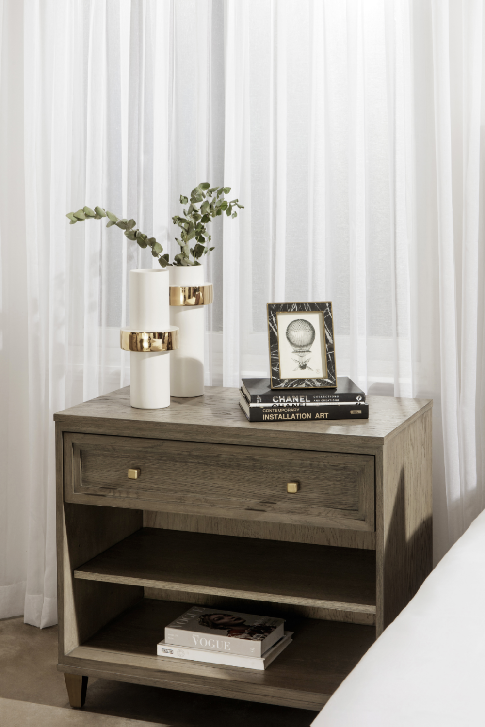 Taupe Oak One Drawer Nightstand | Andrew Martin Claiborne | OROA