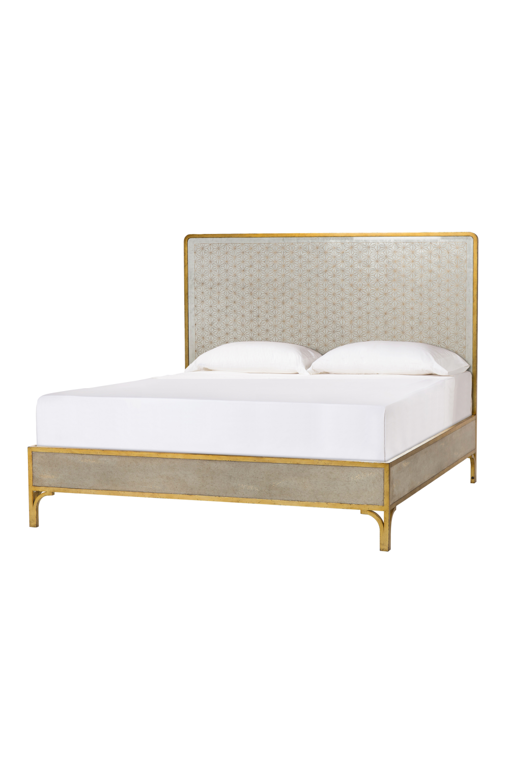 Brass Wood Framed Mirror Queen Size Bed | Andrew Martin Gilded Star