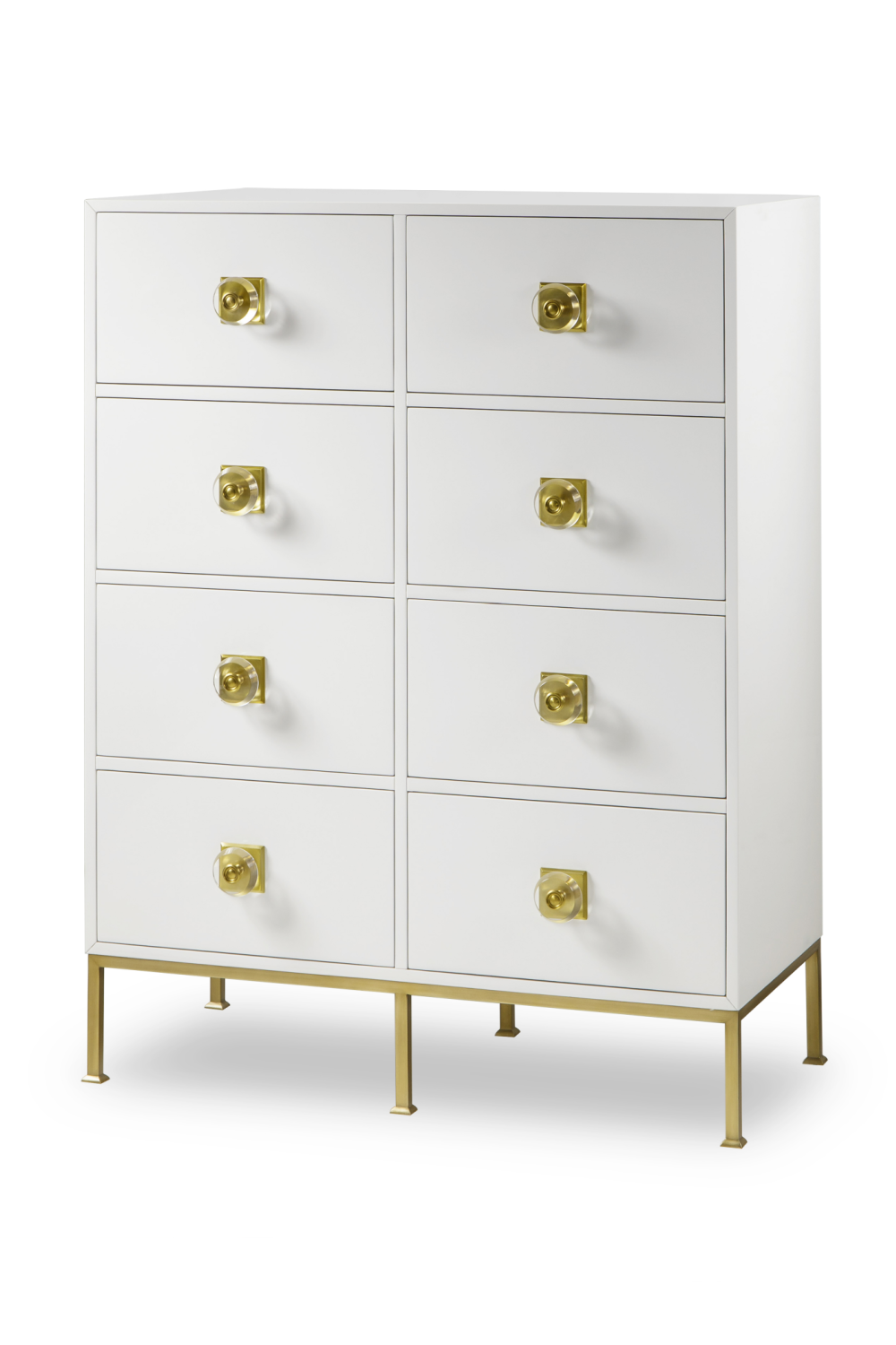 Brass Accent White Eight-Drawer Dresser | Andrew Martin Formal
